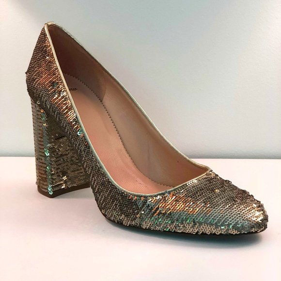 Never Worn - J.Crew Bell Pumps in Gold Sequin, US Women's Size 10 - Picture 2 of 6